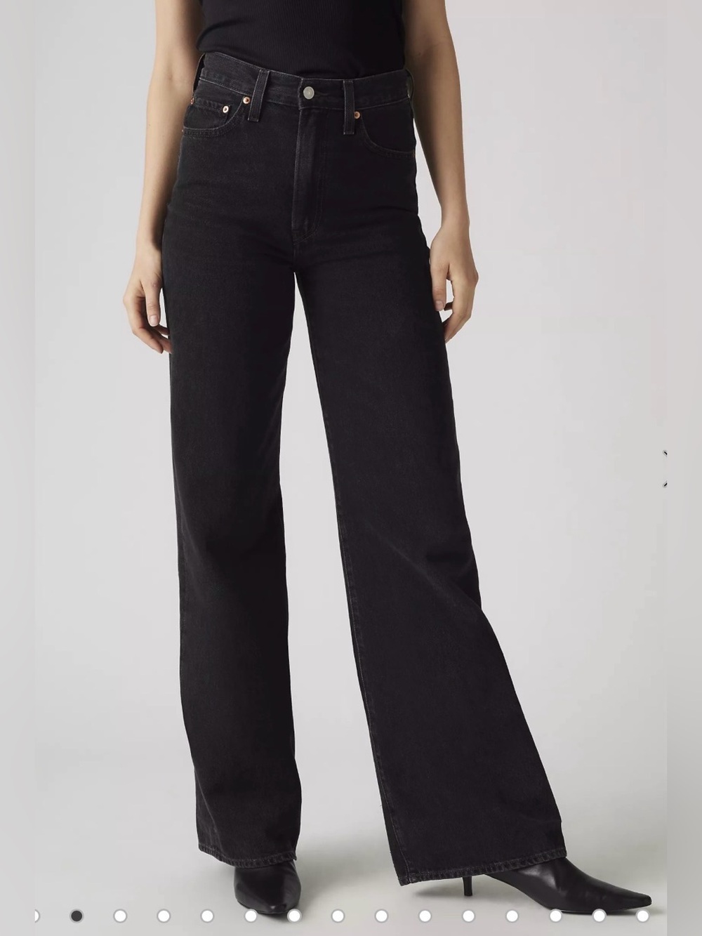 Levi’s Premium Ribcage Wide Leg Jeans Black 27x32 NWT High Rise